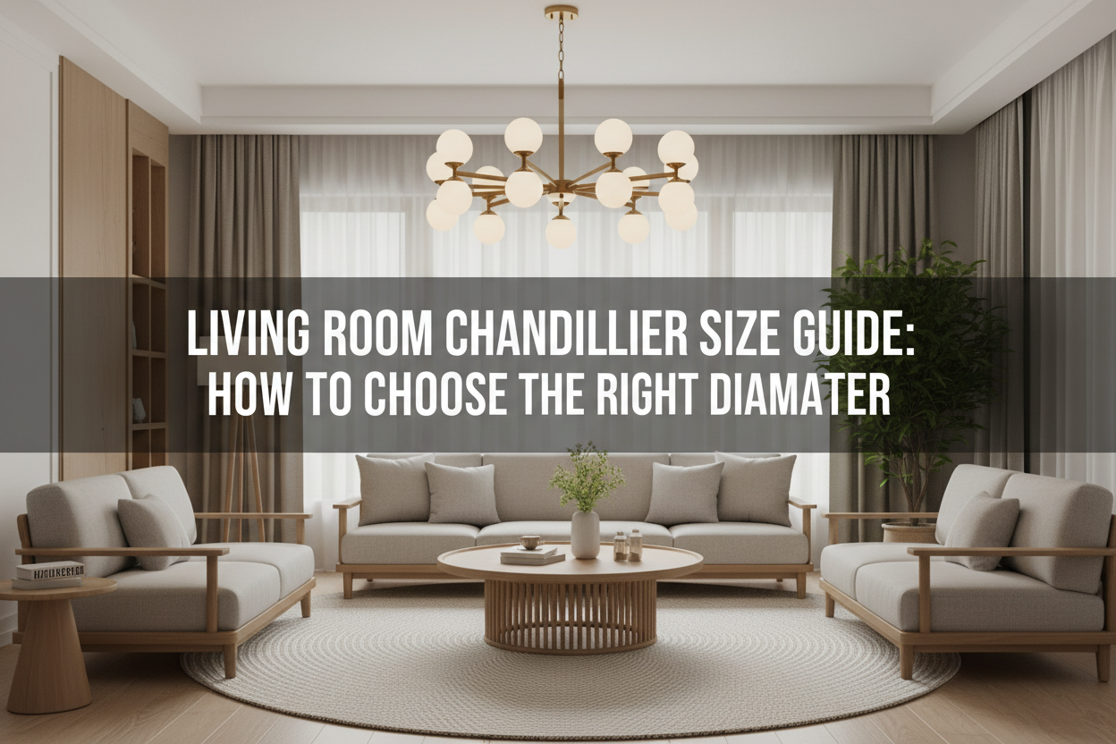 Illustration of living room chandelier size guide: how to choose the right diameter - Glowryte