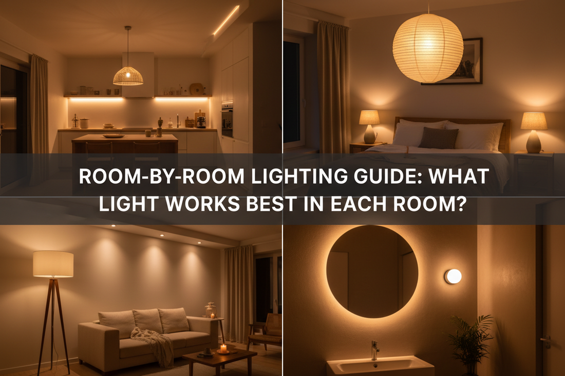Illustration of room-by-room lighting guide: what light works best in each room? - Glowryte