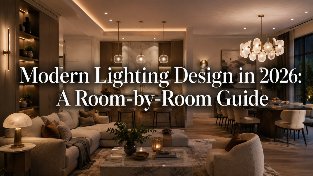 Modern lighting design in 2026 with layered lighting in an open-plan home