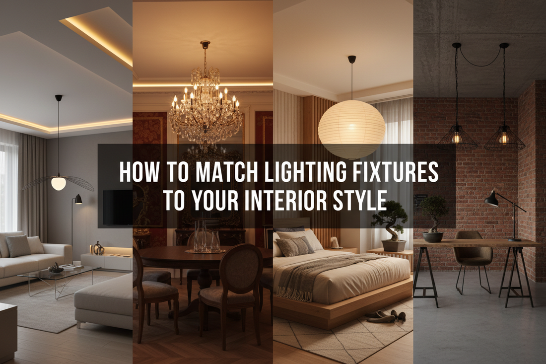 Illustration of how to match lighting fixtures to your interior style - Glowryte