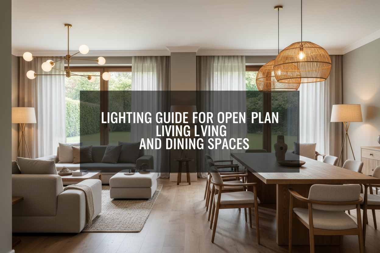 Illustration of lighting guide for open-plan living and dining spaces - Glowryte