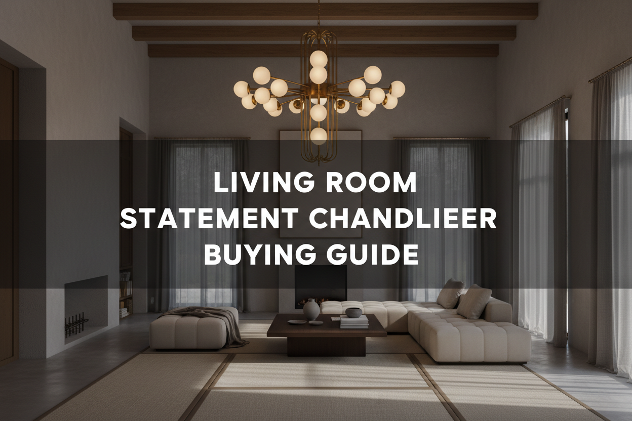 Illustration of living room statement chandelier buying guide - Glowryte
