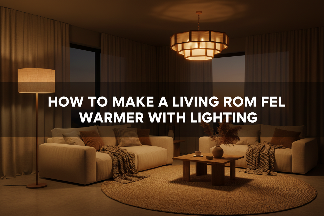 Illustration of how to make a living room feel warmer with lighting - Glowryte