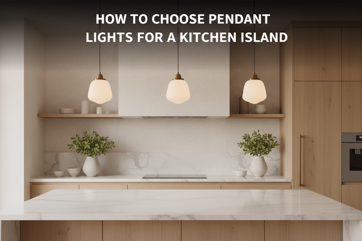 Illustration of how to choose pendant lights for a kitchen island - Glowryte