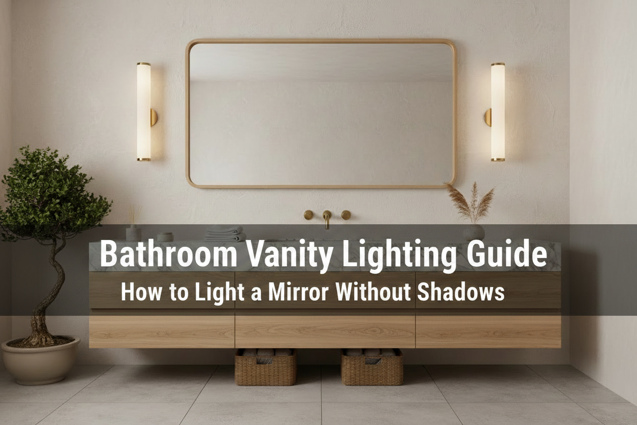 bathroom vanity lighting with wall sconces beside mirror