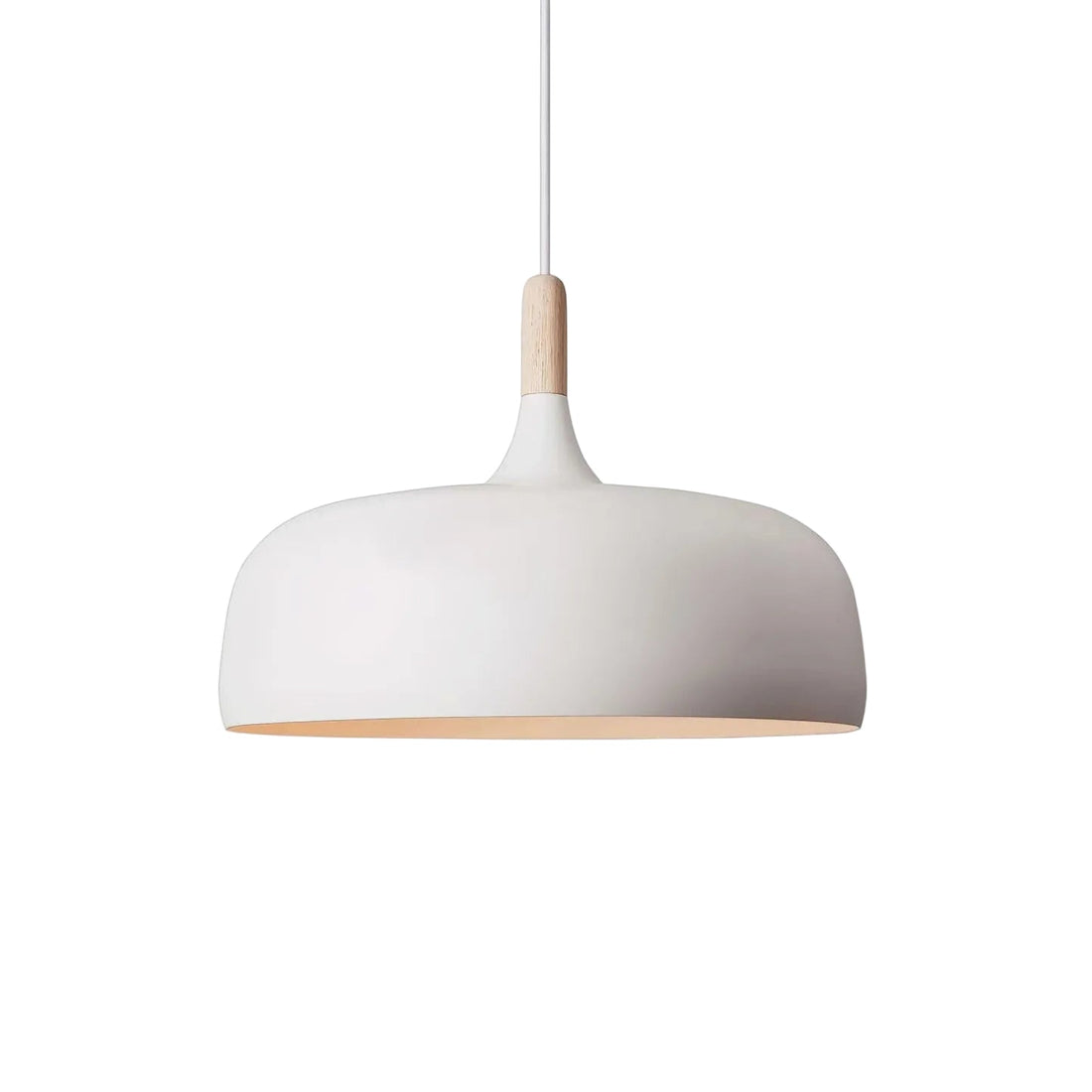 Acorn pendant light in a warm interior dining setting