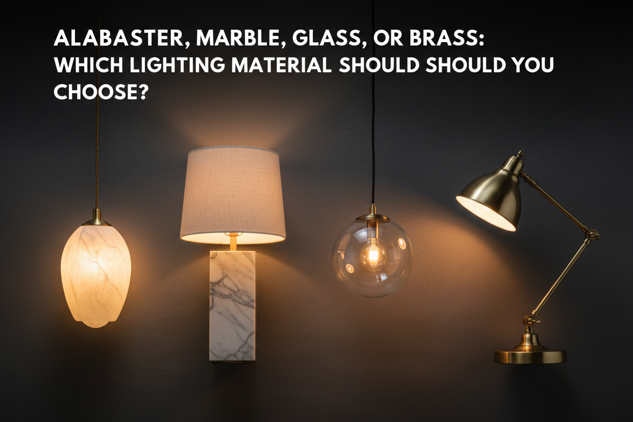Illustration of alabaster, marble, glass, or brass: which lighting material should you choose? - Glowryte