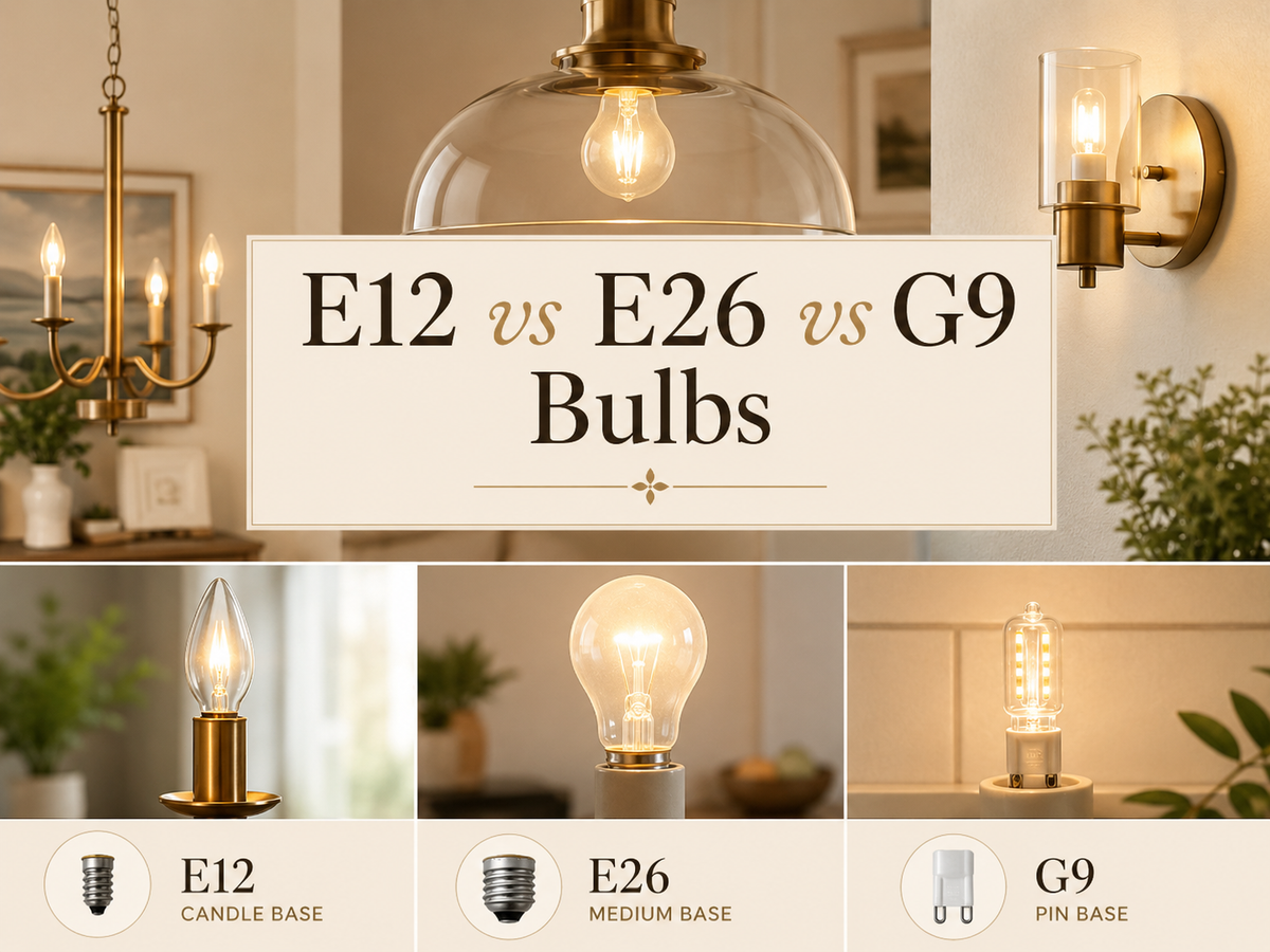 E12 E26 and G9 bulb base guide for light fixtures