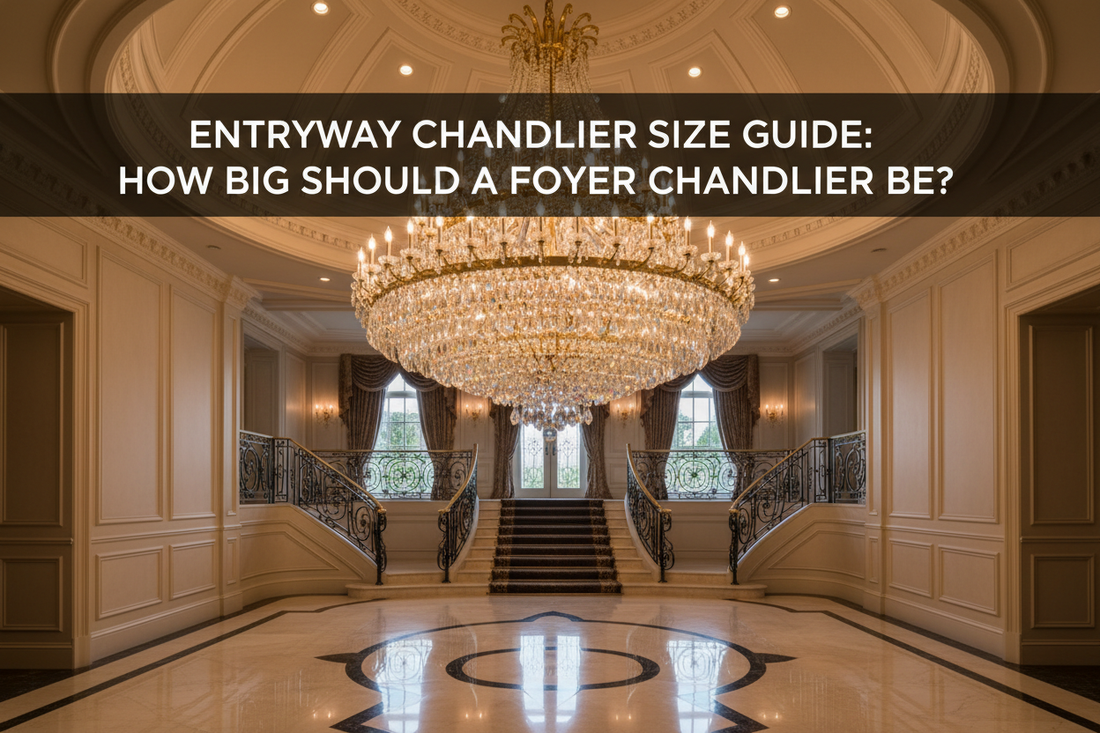 Illustration of entryway chandelier size guide: how big should a foyer chandelier be? - Glowryte