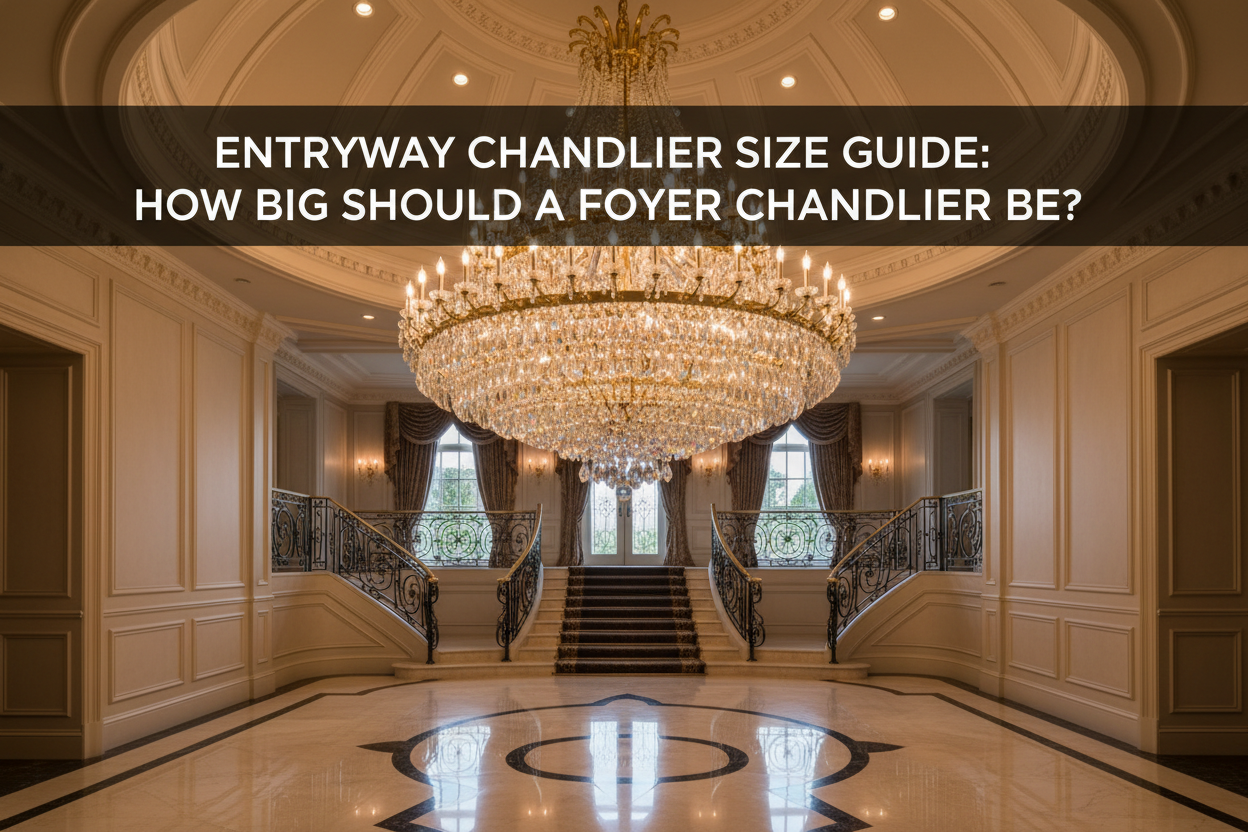 Illustration of entryway chandelier size guide: how big should a foyer chandelier be? - Glowryte