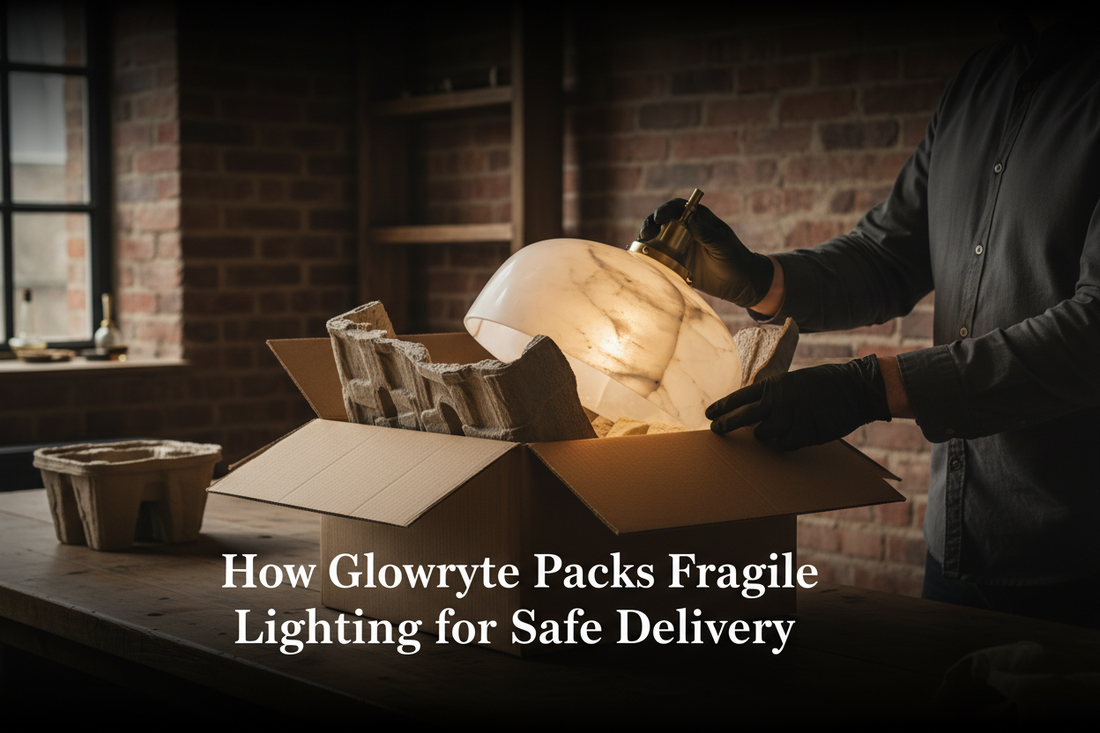 Illustration of how glowryte packs fragile lighting for safe delivery - Glowryte