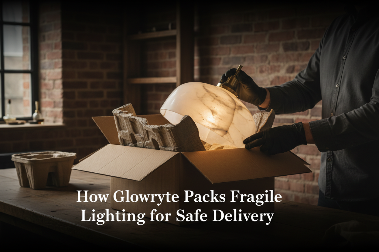 Illustration of how glowryte packs fragile lighting for safe delivery - Glowryte