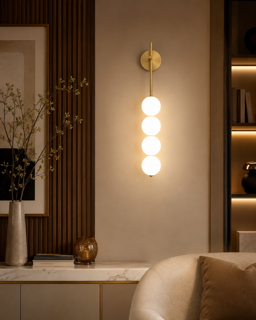 Auren Glass Wall Sconce 4 lights Brass Gold Glowryte