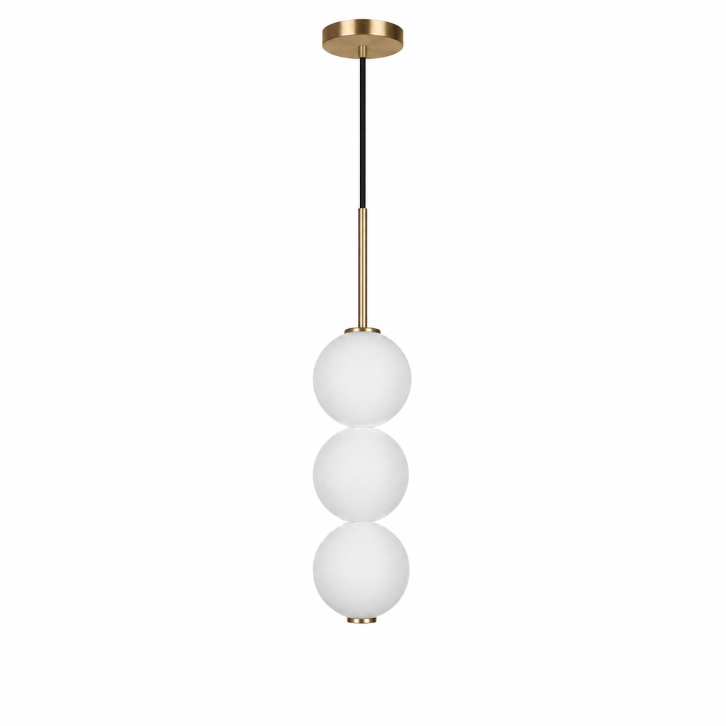 Elen Modern Pendant Light 3-Globes: L 14.5" × 3.9” (L 37 × W 10 cm) Brass Glowryte
