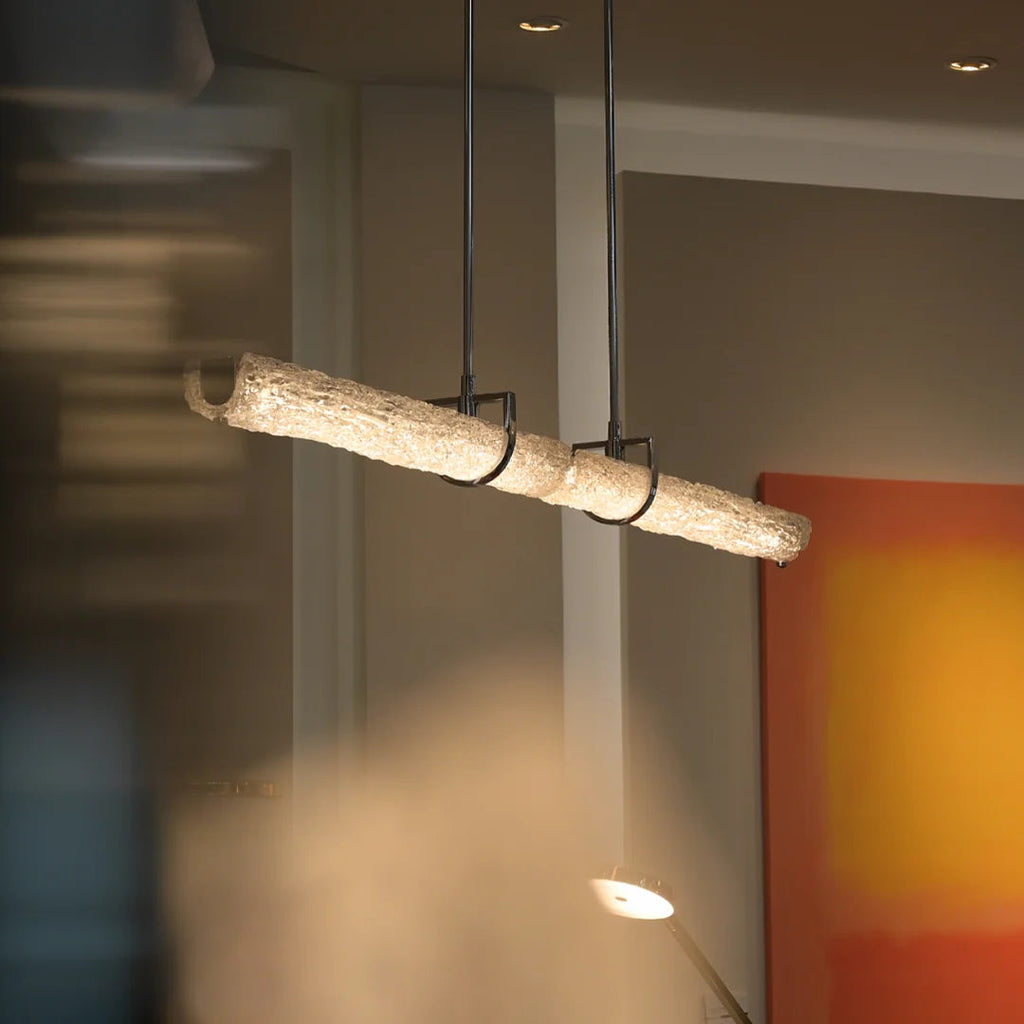 Livia Glacier Glass Linear Pendant Light Glowryte