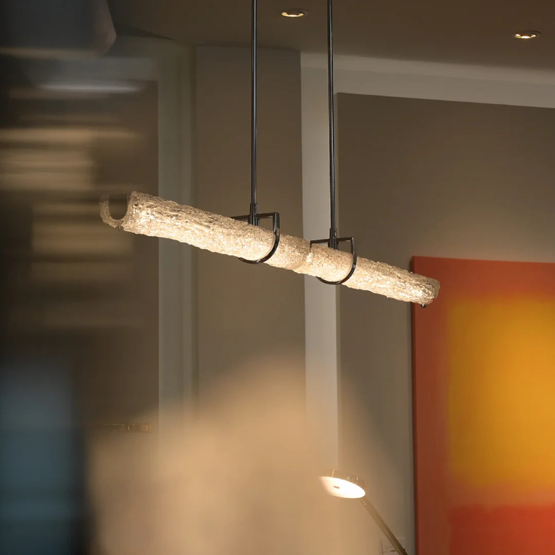 Livia Glacier Glass Linear Pendant Light Glowryte