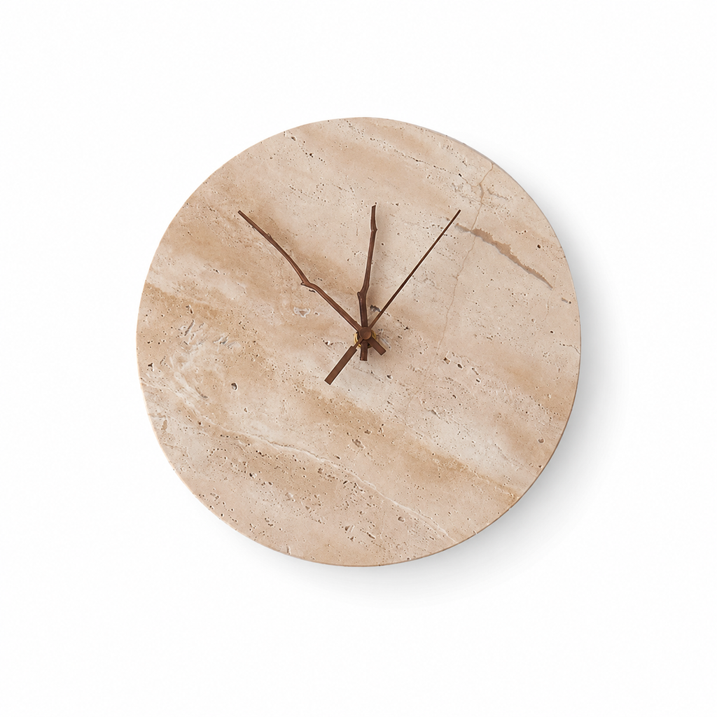 Travertine Marble Round Wall Clock Glowryte