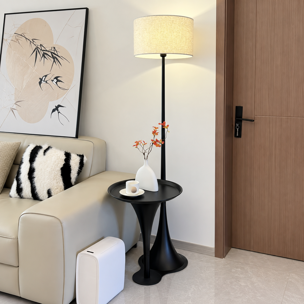 Aureline Floor Lamp Metal Side Table Edition Dia 14.9" × H 66.9“ (Dia 38 × H 170 cm) Glowryte
