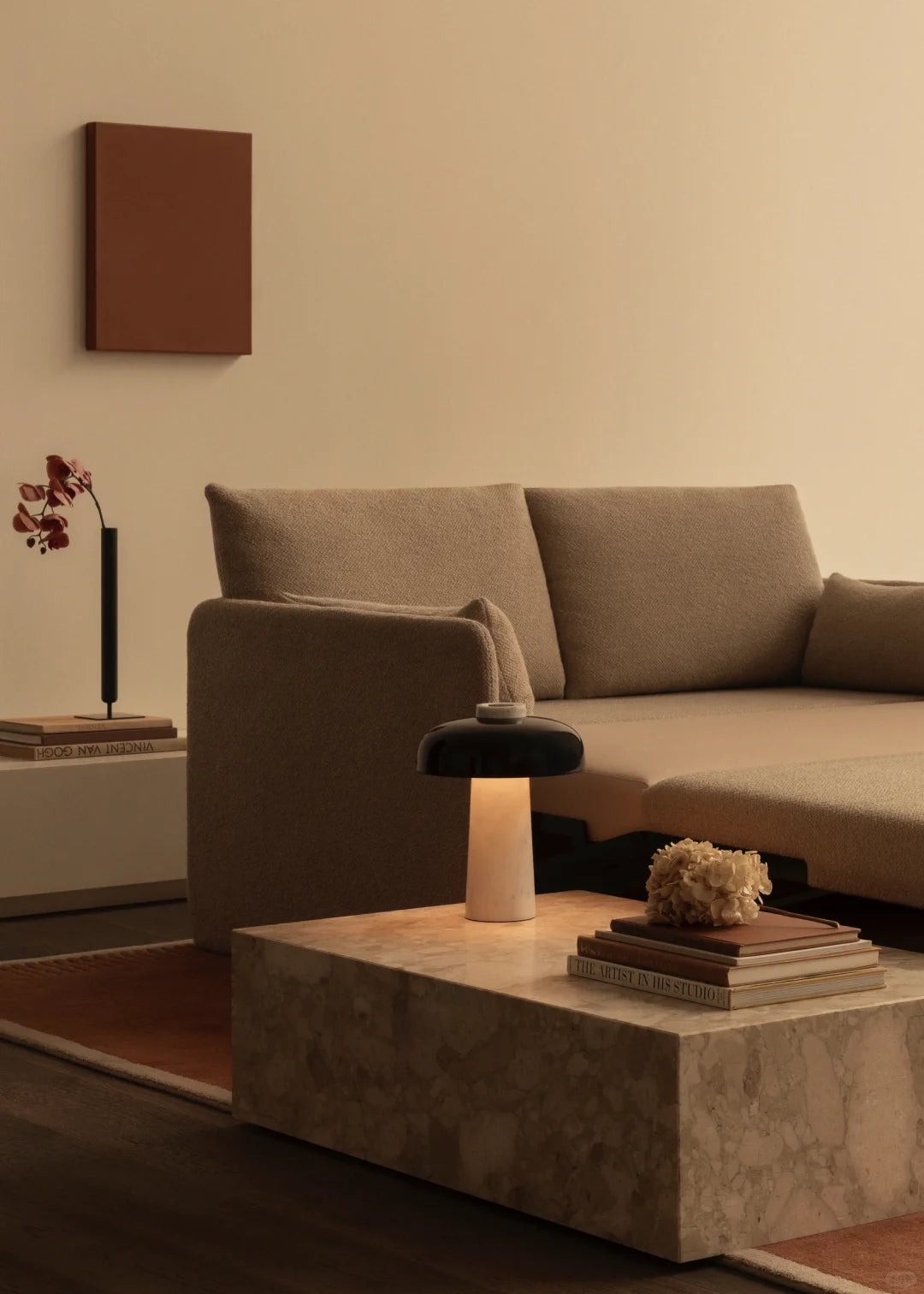 Noma Travertine Mushroom Table Lamp Glowryte