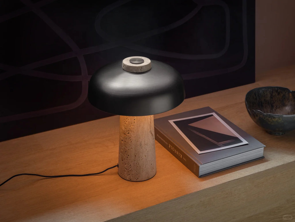 Noma Travertine Mushroom Table Lamp Glowryte