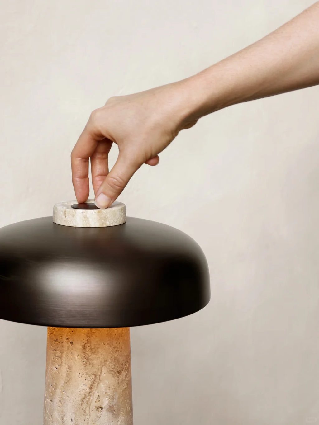Noma Travertine Mushroom Table Lamp Glowryte