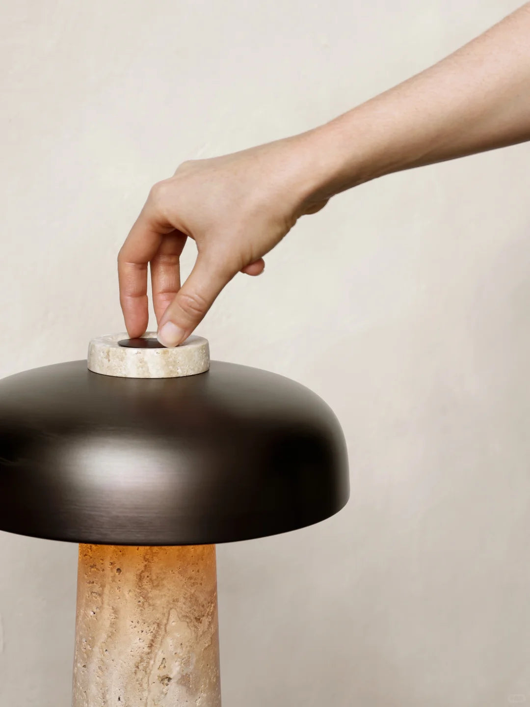 Noma Travertine Mushroom Table Lamp Glowryte