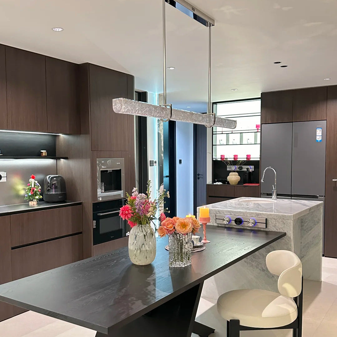 Livia Glacier Glass Linear Pendant Light Glowryte