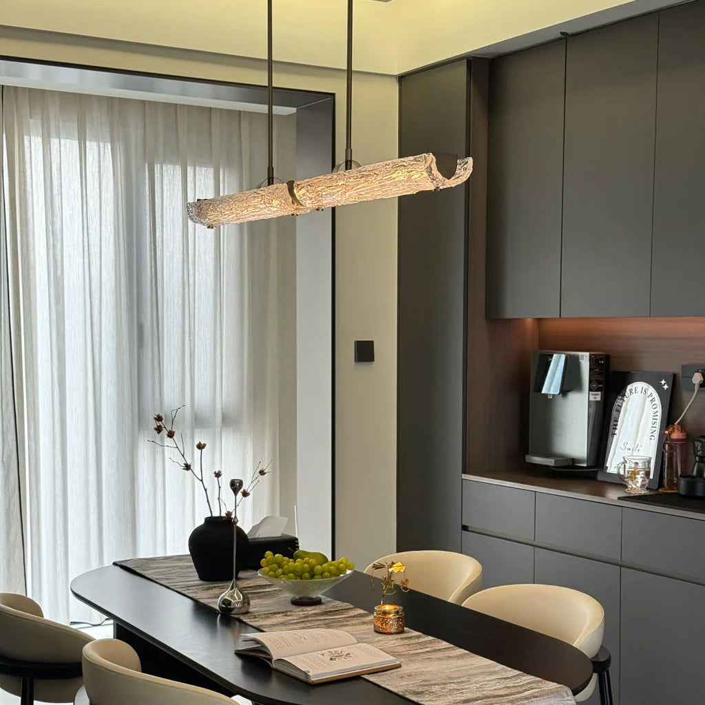 Livia Glacier Glass Linear Pendant Light Glowryte