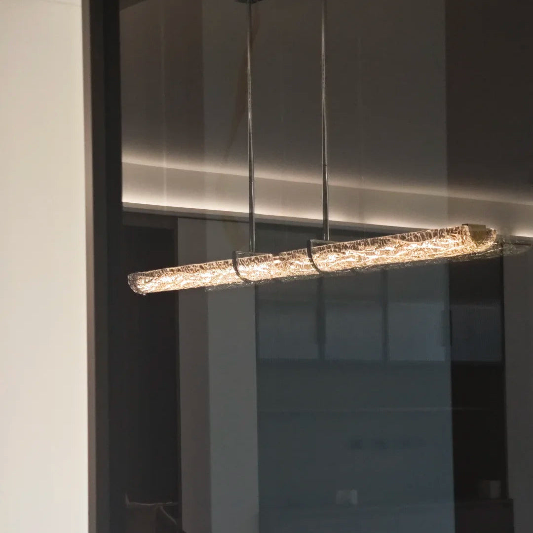 Livia Glacier Glass Linear Pendant Light Glowryte