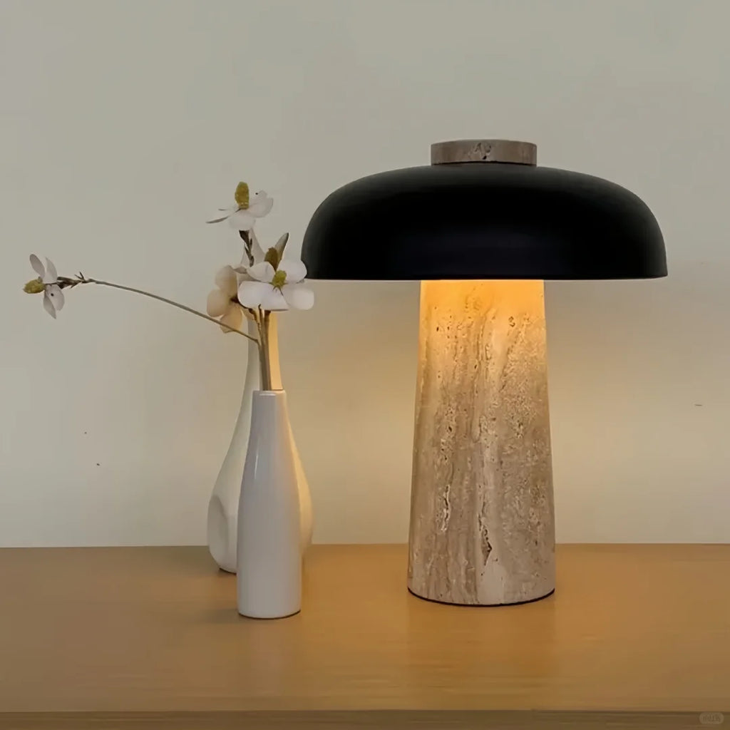 Noma Travertine Mushroom Table Lamp Glowryte