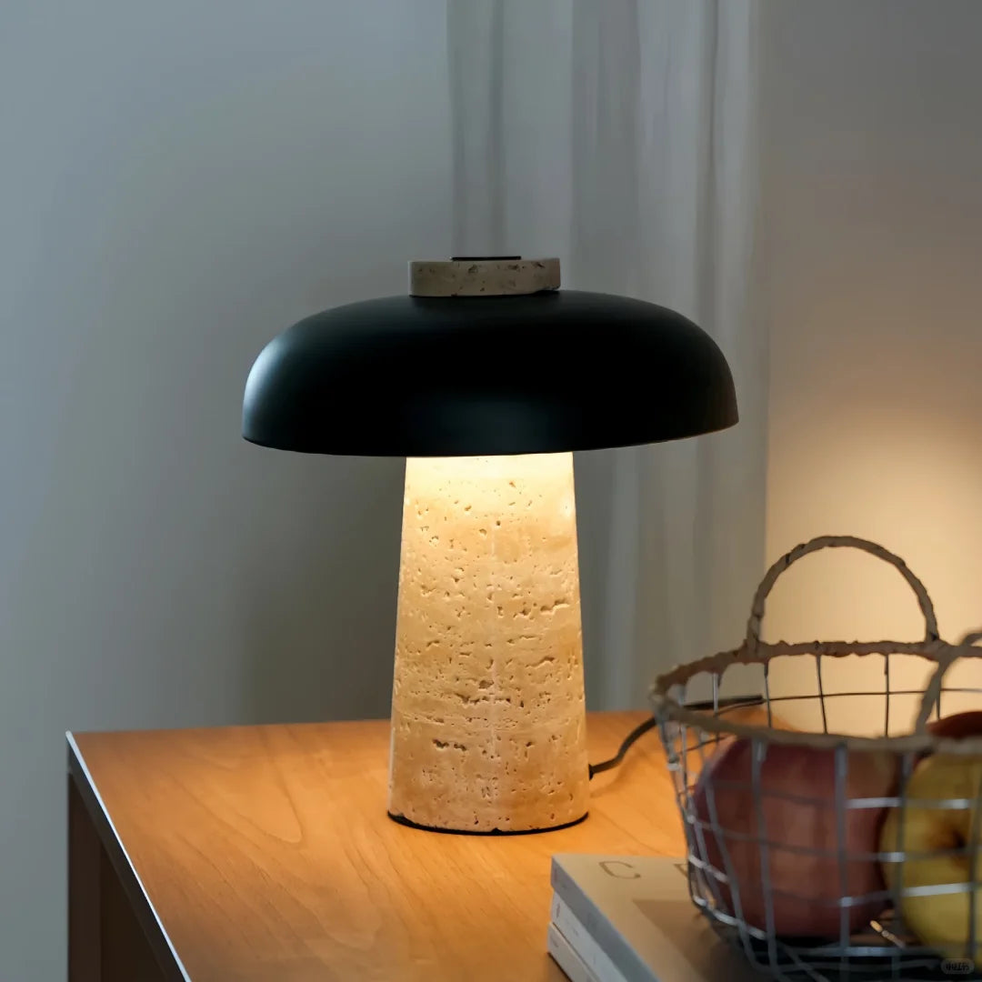 Noma Travertine Mushroom Table Lamp Glowryte