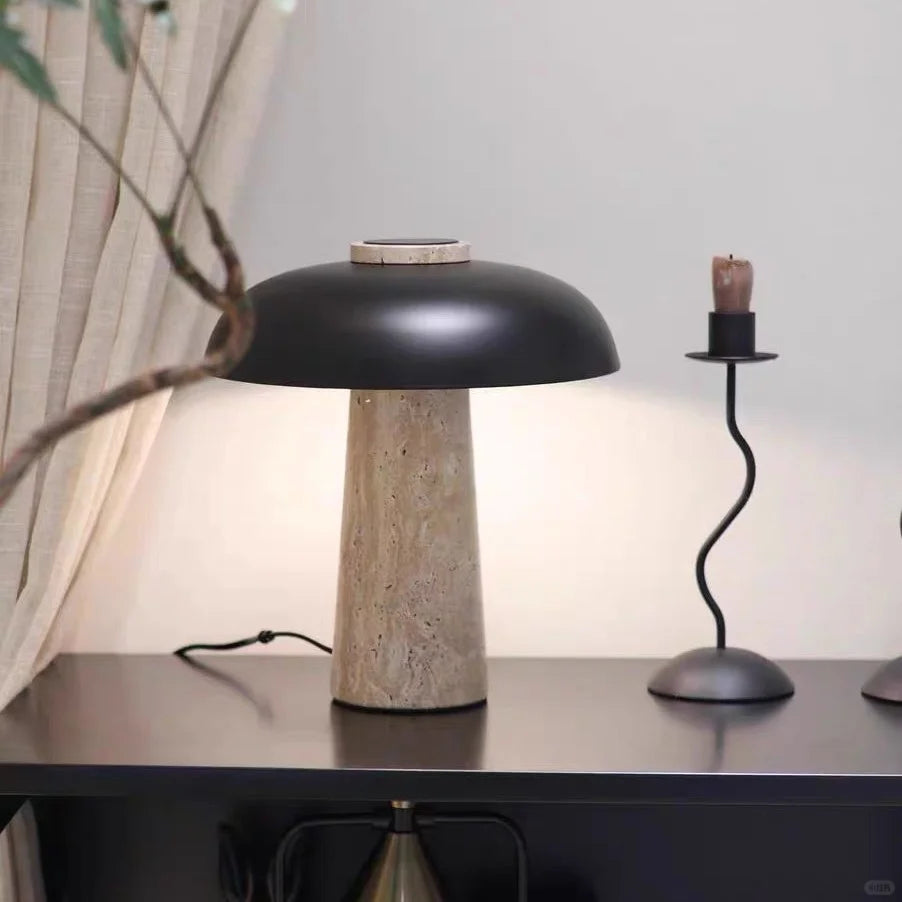 Noma Travertine Mushroom Table Lamp Glowryte