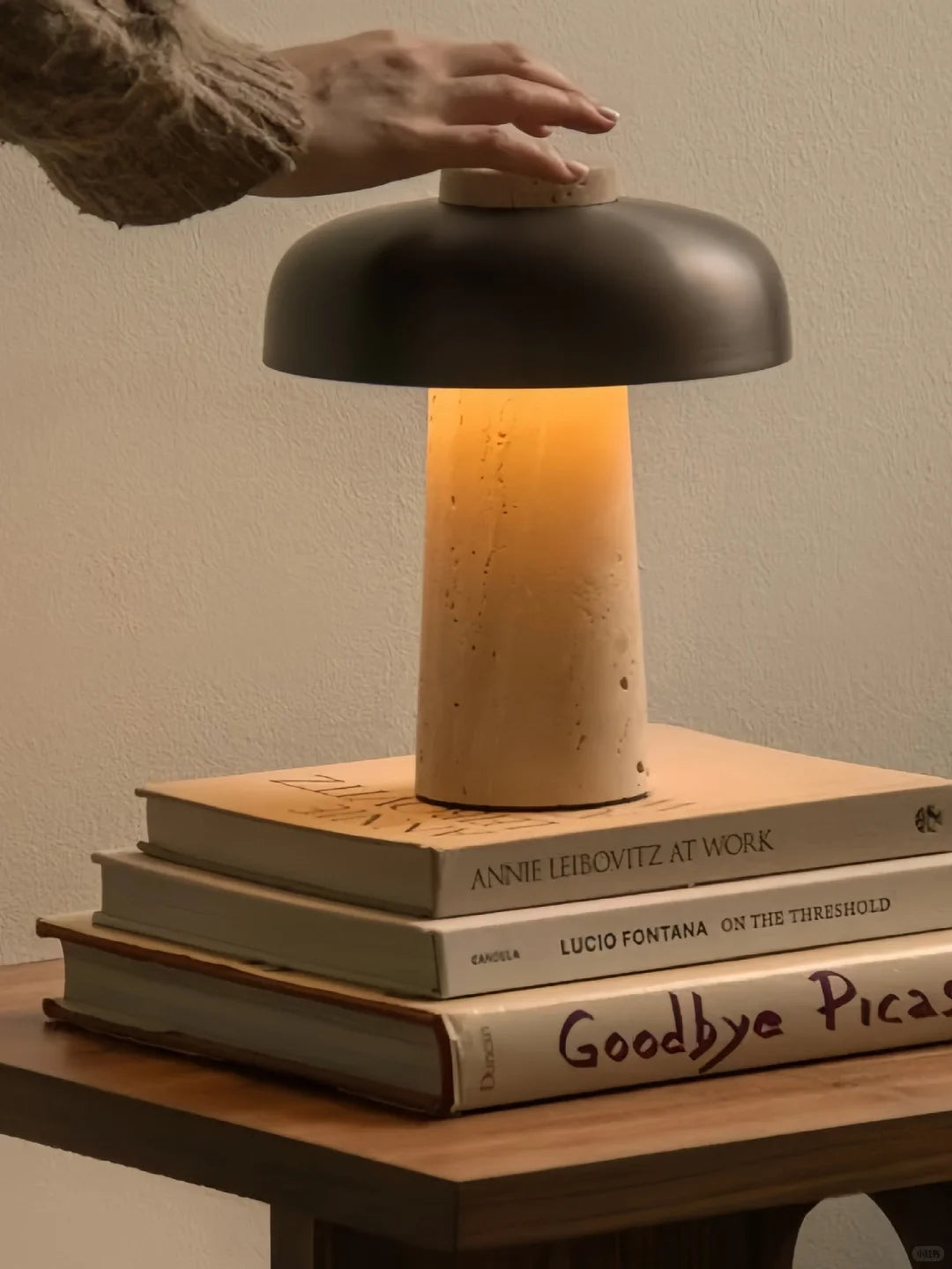 Noma Travertine Mushroom Table Lamp Glowryte