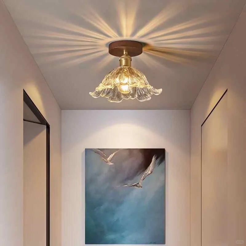 Petal Glass Semi-Flush Ceiling Light Glowryte