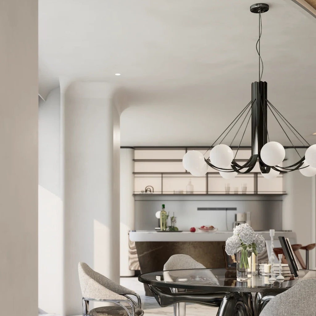 Orbit Arc 9-Light Chandelier Glowryte