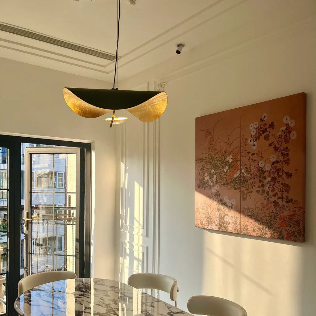 Luma Lederam Gold Foil Disc Pendant Glowryte