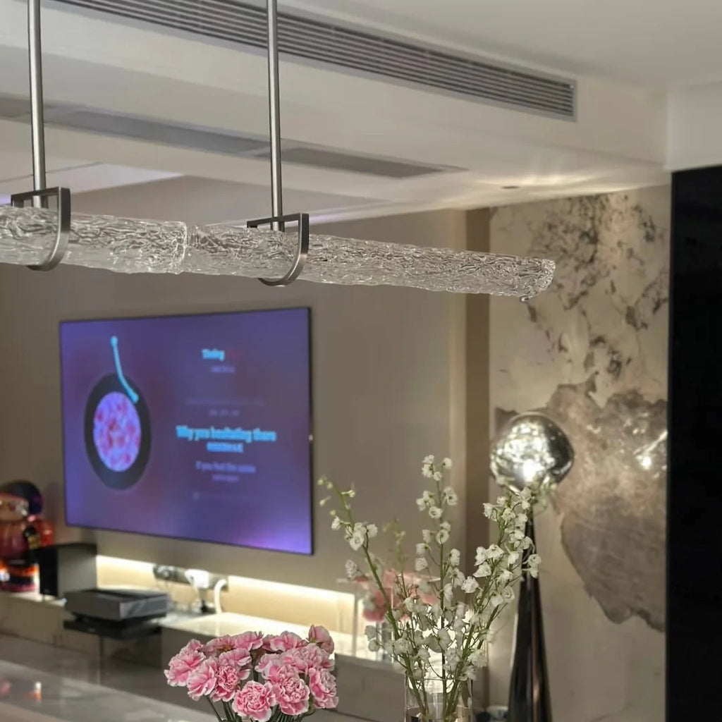 Livia Glacier Glass Linear Pendant Light Glowryte