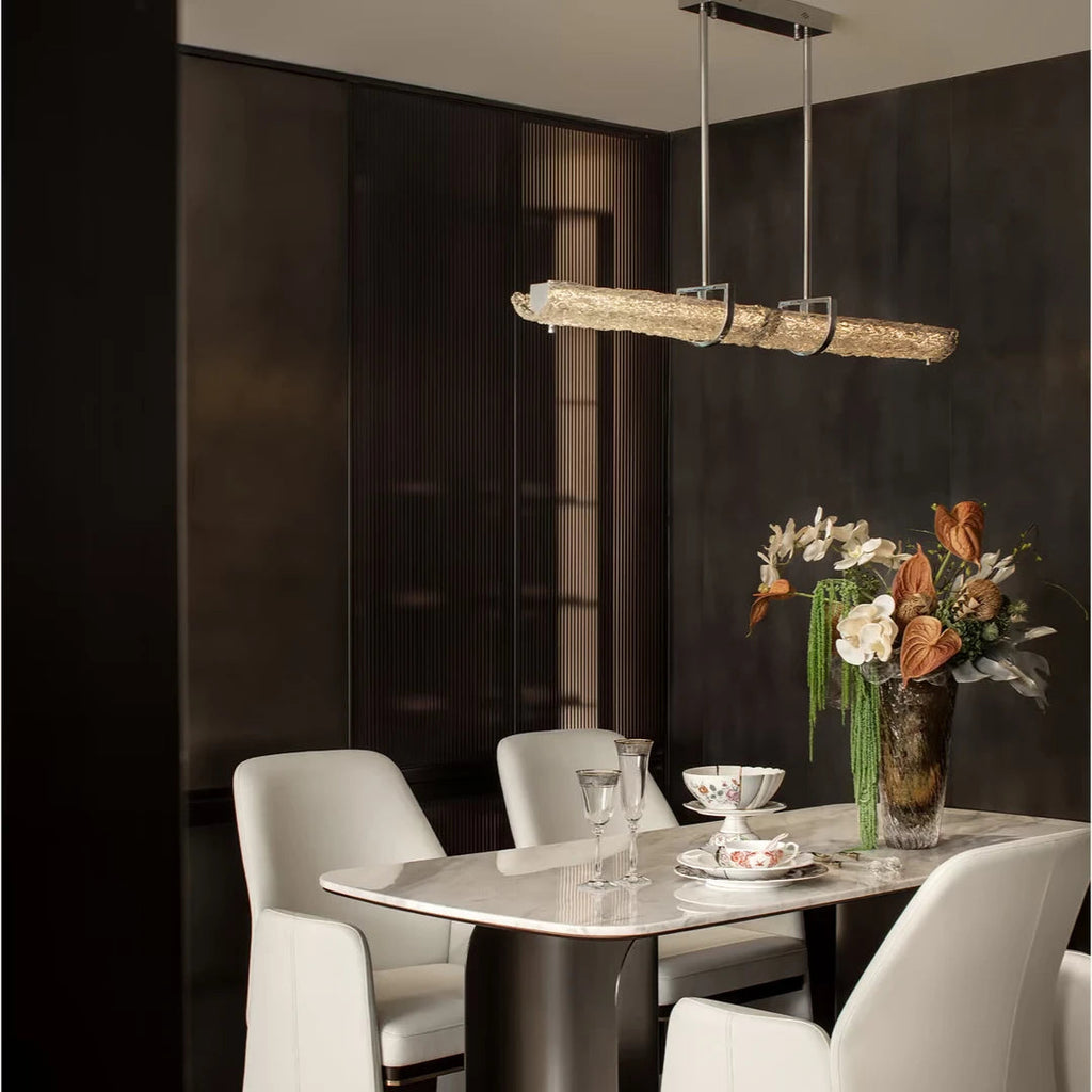 Livia Glacier Glass Linear Pendant Light Glowryte