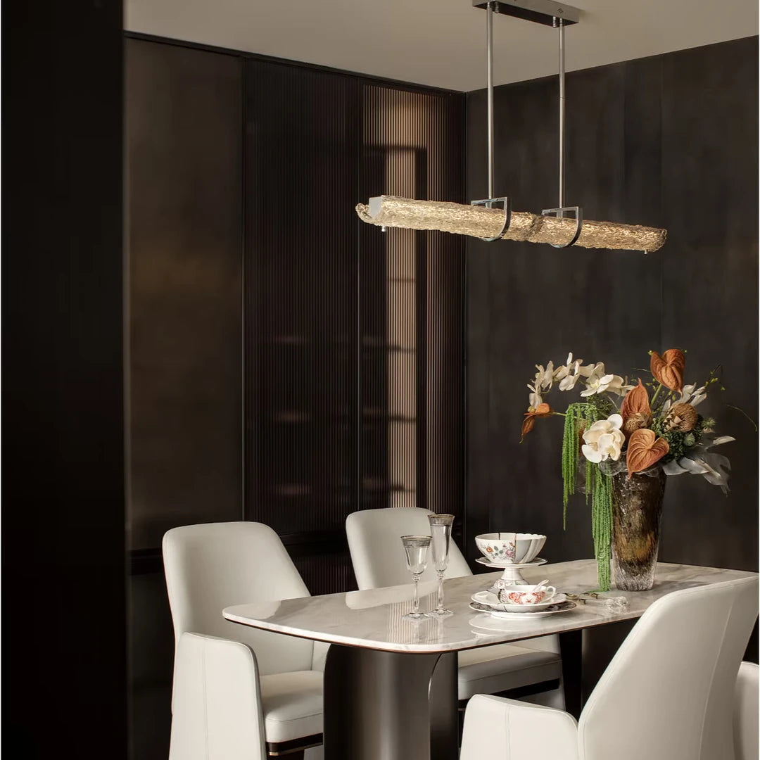 Livia Glacier Glass Linear Pendant Light Glowryte