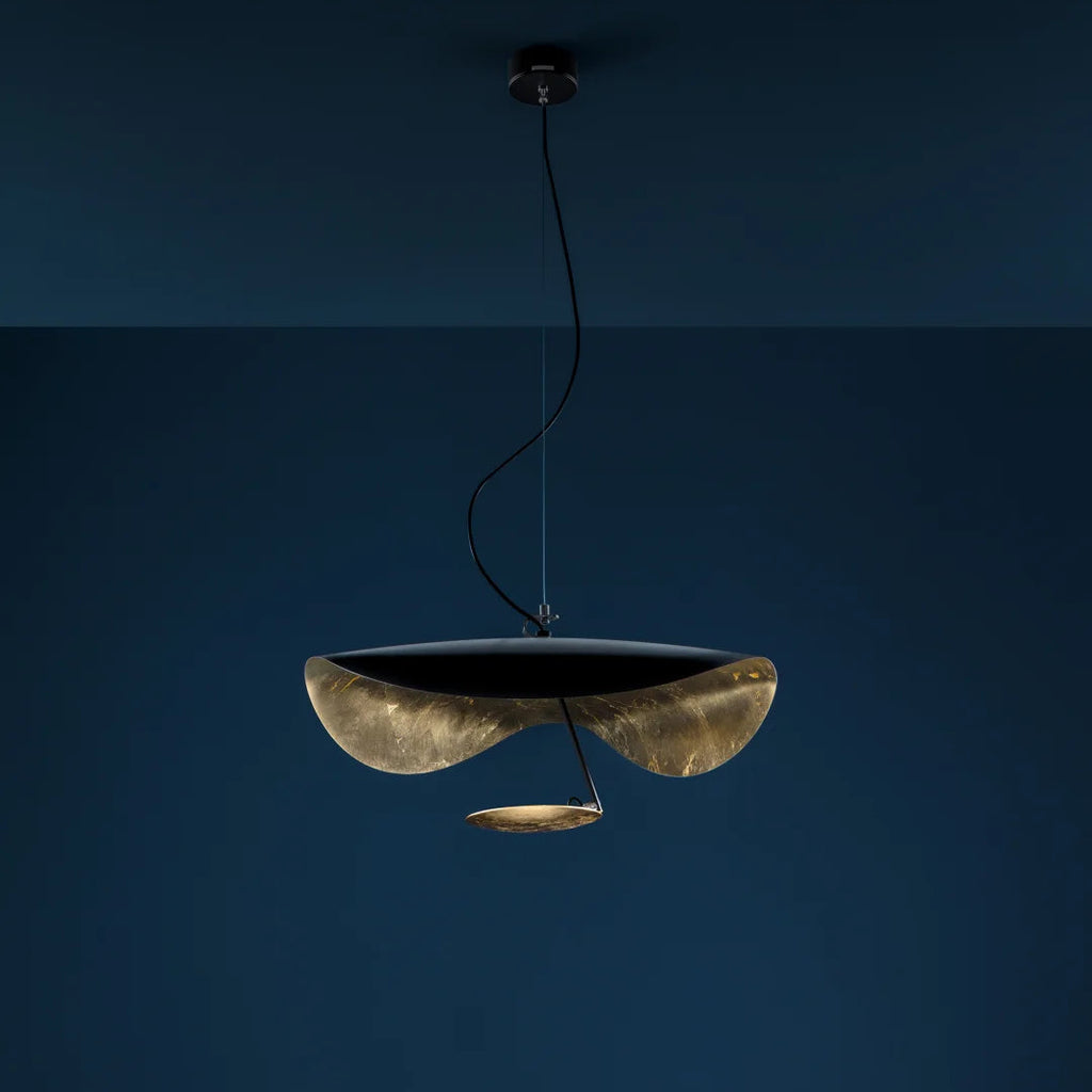 Luma Lederam Gold Foil Disc Pendant Glowryte