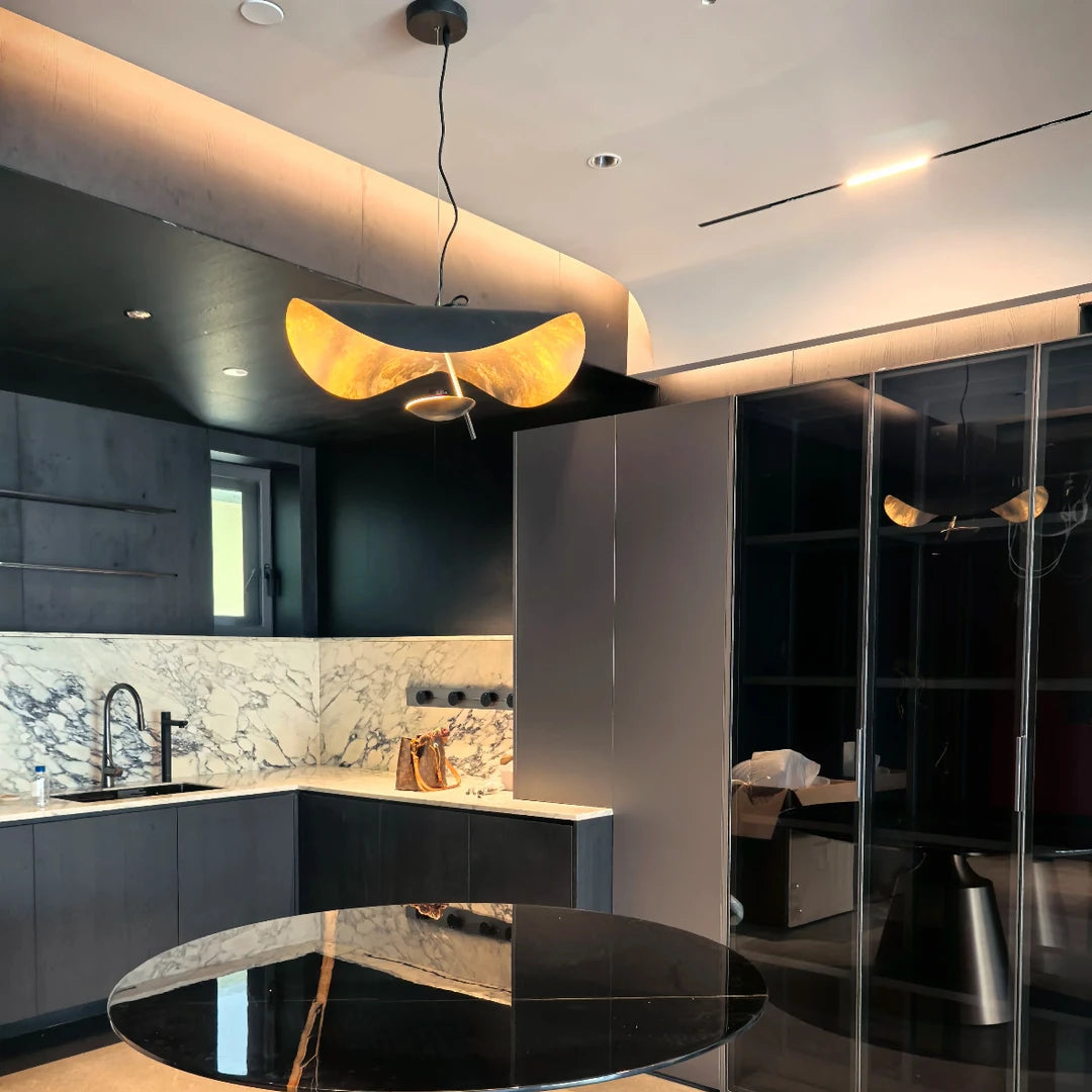 Luma Lederam Gold Foil Disc Pendant Glowryte