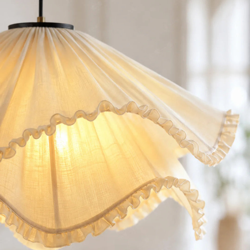 Pleated Ruffle Fabric Pendant Light Glowryte