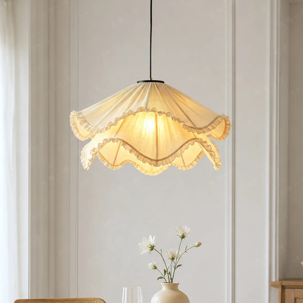 Pleated Ruffle Fabric Pendant Light Glowryte