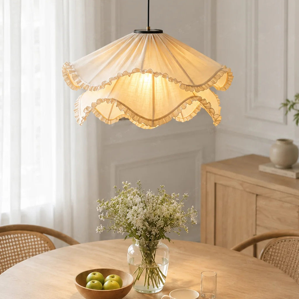 Pleated Ruffle Fabric Pendant Light Glowryte