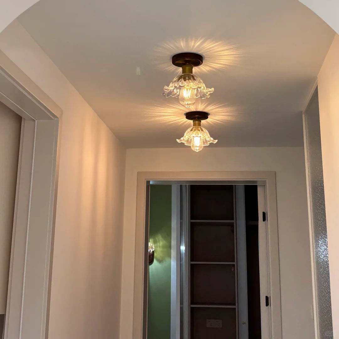 Petal Glass Semi-Flush Ceiling Light Glowryte