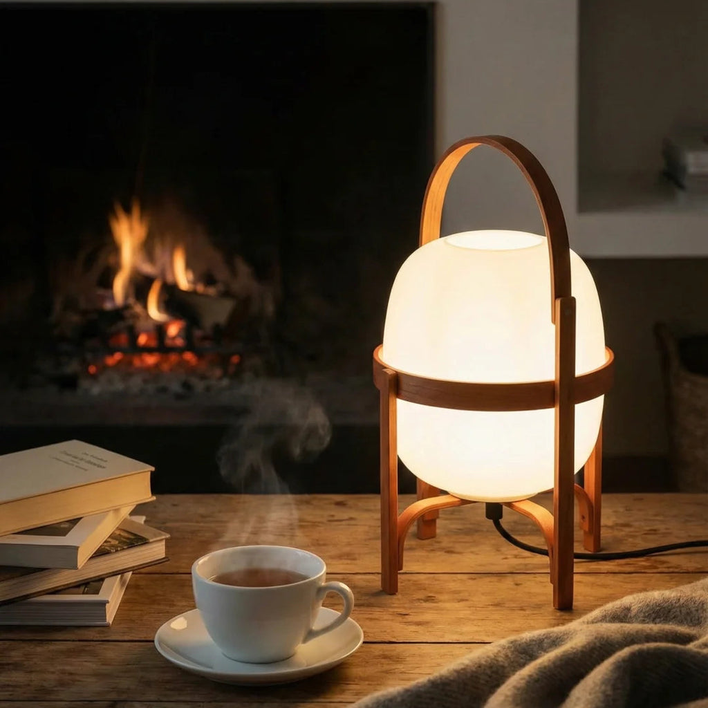 Wabi Wood Glass Table Lamp Glowryte