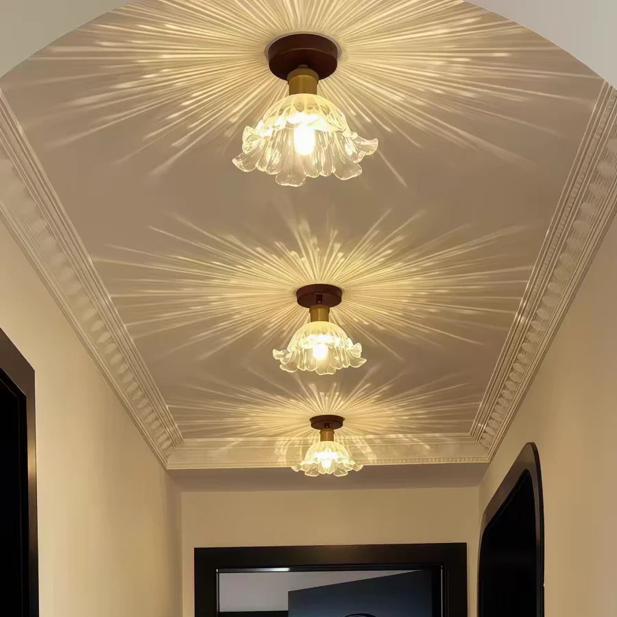 Petal Glass Semi-Flush Ceiling Light Glowryte