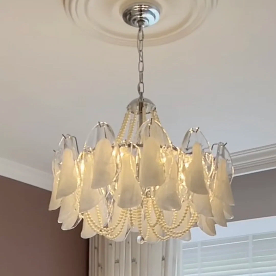 Murano Petal & Pearl Chandelier Glowryte
