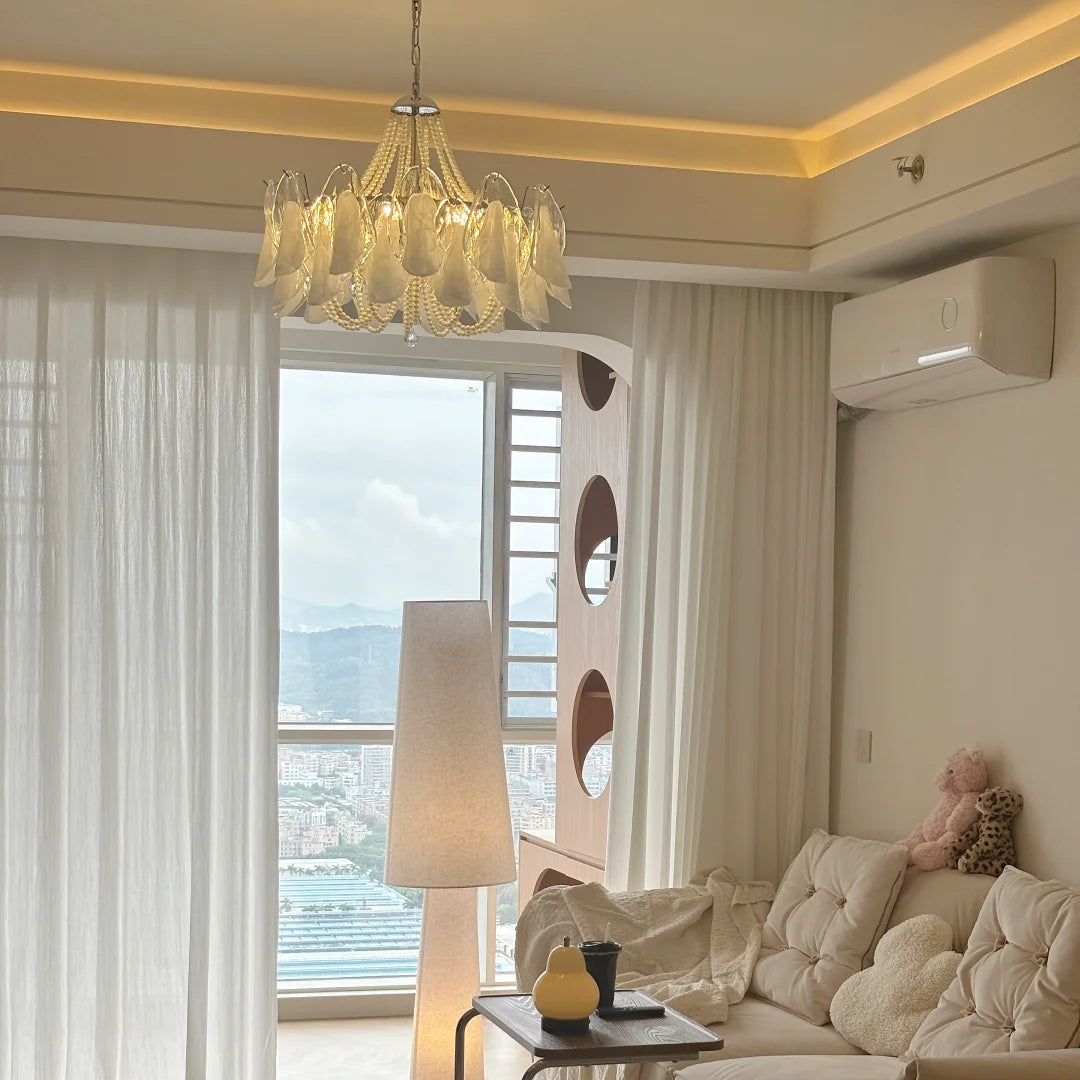 Murano Petal & Pearl Chandelier Glowryte