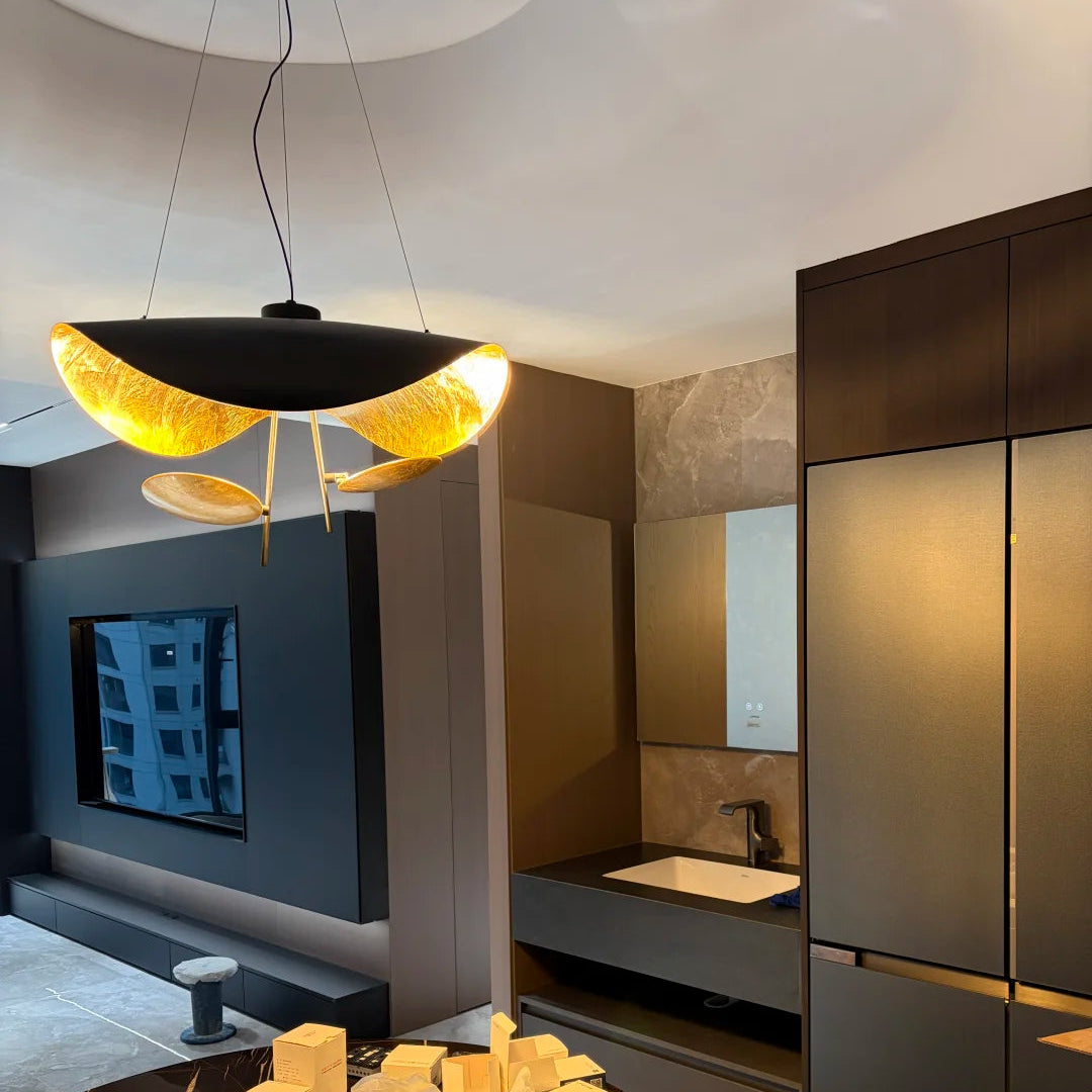 Luma Lederam Gold Foil Disc Pendant Glowryte